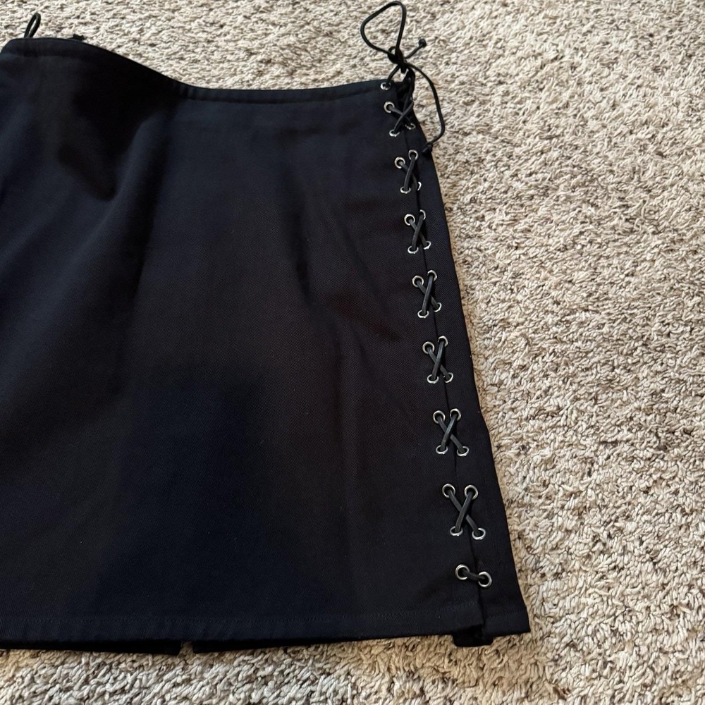 Vtg RALPH LAUREN Black Side Lace-Up ‎ Mini Skirt Y2K Women's 4 Never Worn - Picture 3 of 11